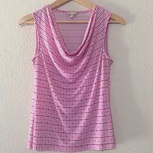 Banana Republic Cowl-Neck Pink and white blouse